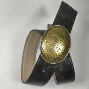 Ceinture reversible femme Craie / Grainé chocolat